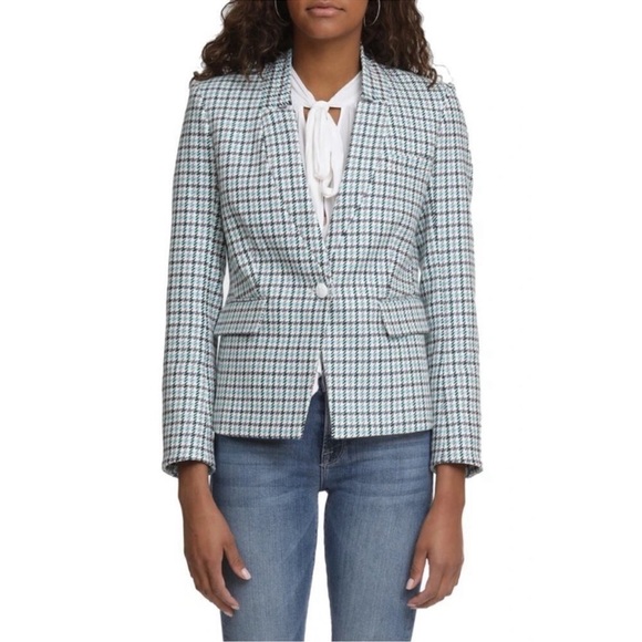 Veronica Beard - Farley Dickey Blazer- Turquoise Houndstooth - 4 - Picture 1 of 8